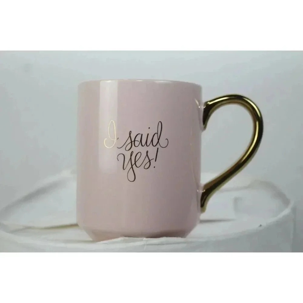 I said yes coffee mug pink&gold handal